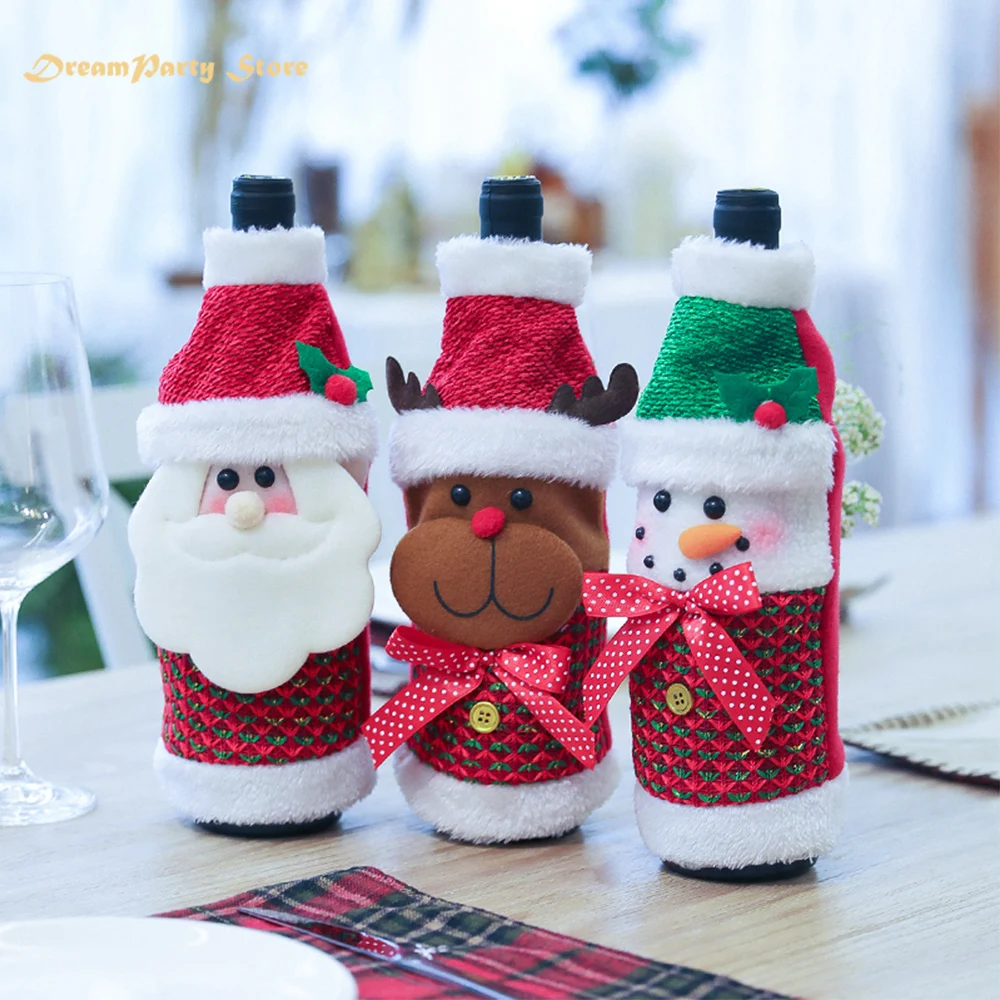 

Christmas Wine Bottle Cover Bags Christmas Decorations for Home Gift Champagne Holders Xmas Home Party Dining Table Decors