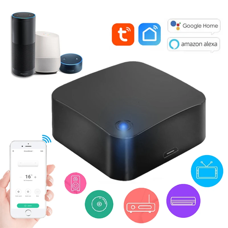 

Remote Control Smart Wifi Universal Infrared Tuya Smart For Smart Home Control For TV DVD AUD AC Works With Alexa Google Home