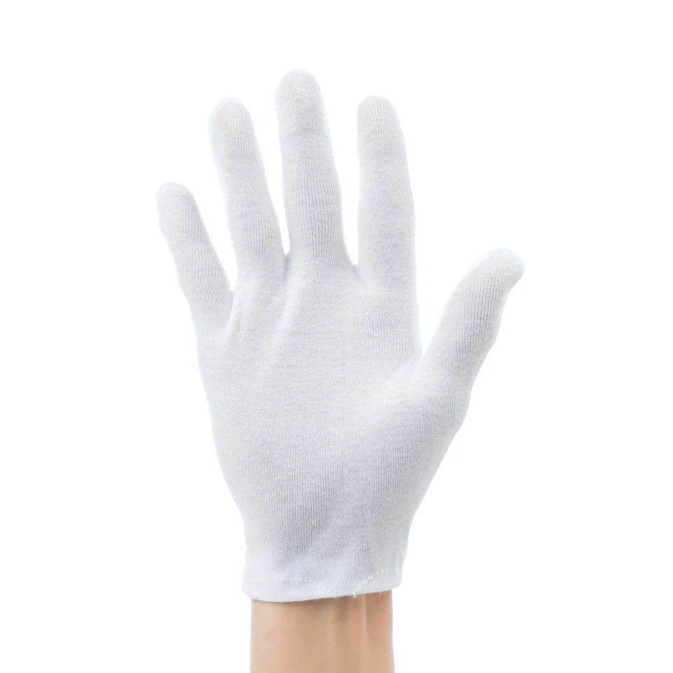 Плотные хлопковые перчатки 12 пар серебряные рабочие для проверки монет