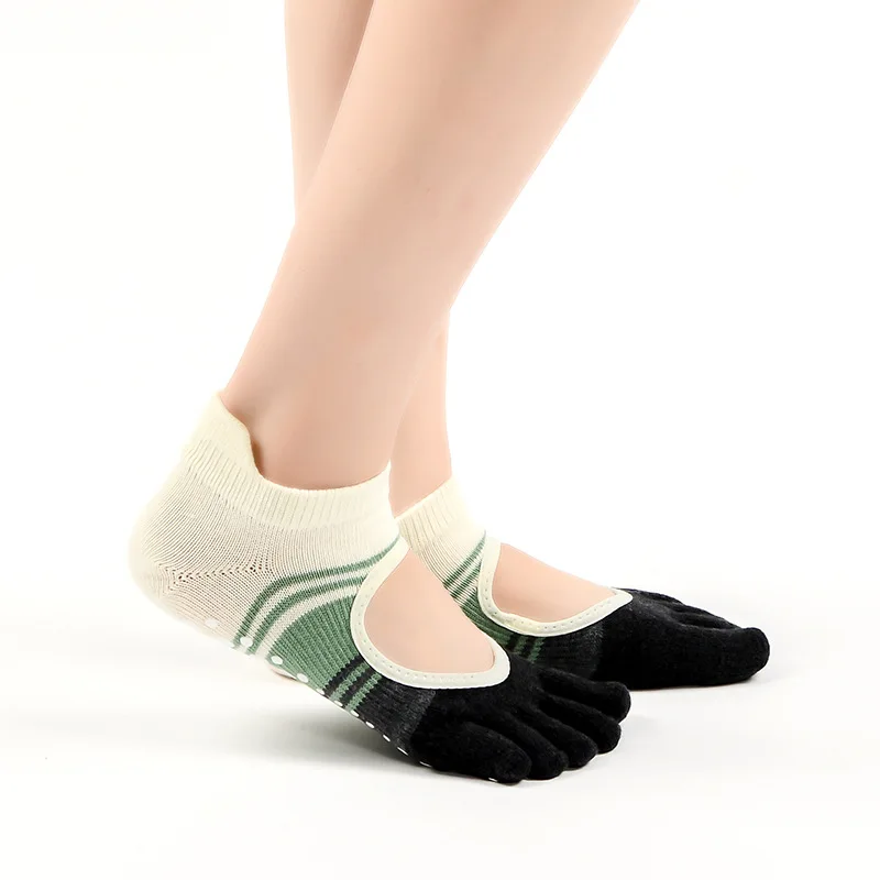 Five Fingers Split Toe Yoga Socks 8 Pairs Per Set Fitness Floor Socks Pilates Professional Non-slip Dance Halter Socks