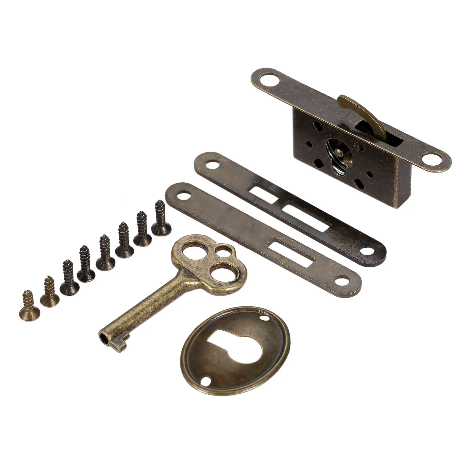 

1 Set Classical Locks Retro Chinese Ancient Small Jewelry Wooden Box Locks Antique Bronze Furniture Counter Drawer Lock with Key