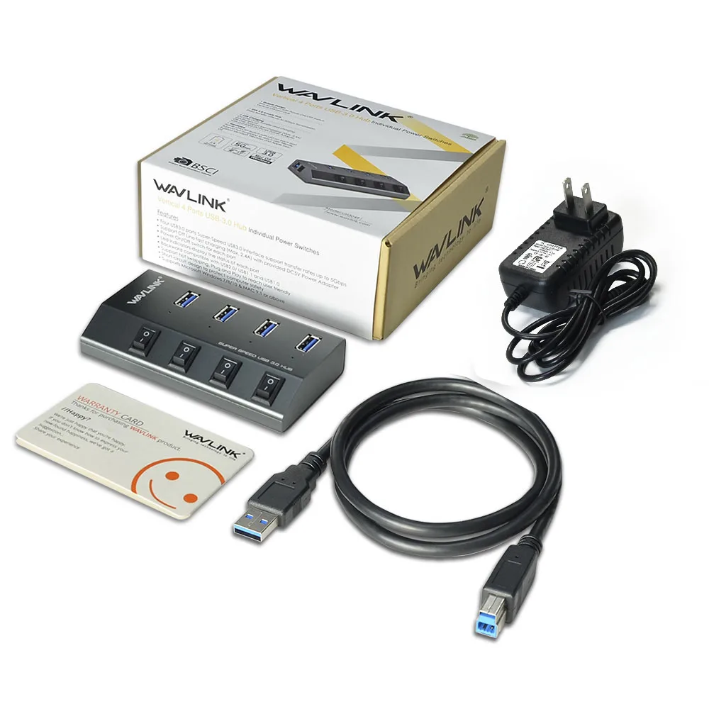 4 Ports Usb Hub JP Wavlink USB концентратор 3,0 высокоскоростной 4/7 портов Micro USB 3,0 концентратор разветвитель вкл/выкл переключатель с адаптером питания для MacBook Pro ноутбука ПК - Цвет: 4 Ports Usb Hub JP