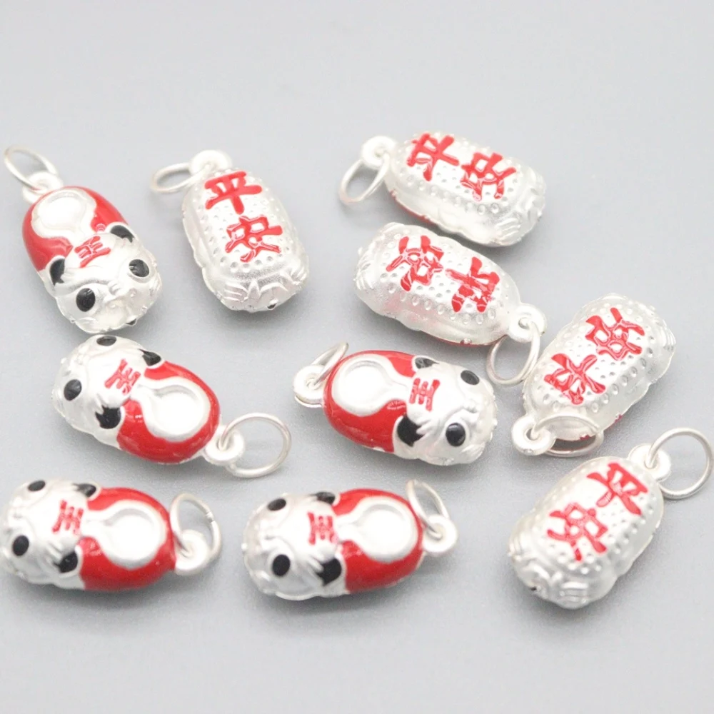 

5 шт. новые изящные чистого серебра S925 кулон Для женщин квадратный Тигр и Ping рисунок бисера Кулон 20*9 мм