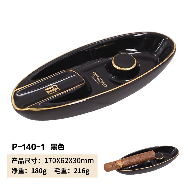 Новинка 1 шт. керамическая аштра для сигар в форме лодки окрашенная золотая линия