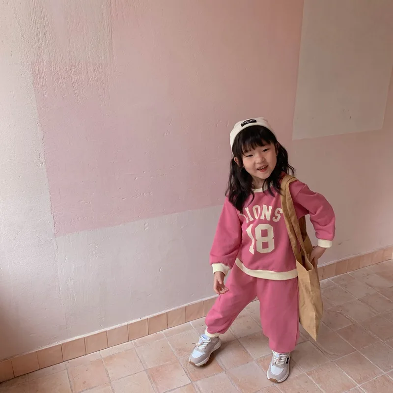 

Autumn New Children's Korean Sports Letter Printing Suit 2-7T Fashion Boys and Girls Casual Two-piece Set Toddler Sports Clothes