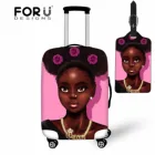 Чехлы для чемоданов FORUDESIGNS для путешествий, органайзер для багажа, защитный черный арт, эластичный чехол для сумки на колесиках с принтом для африканских девушек