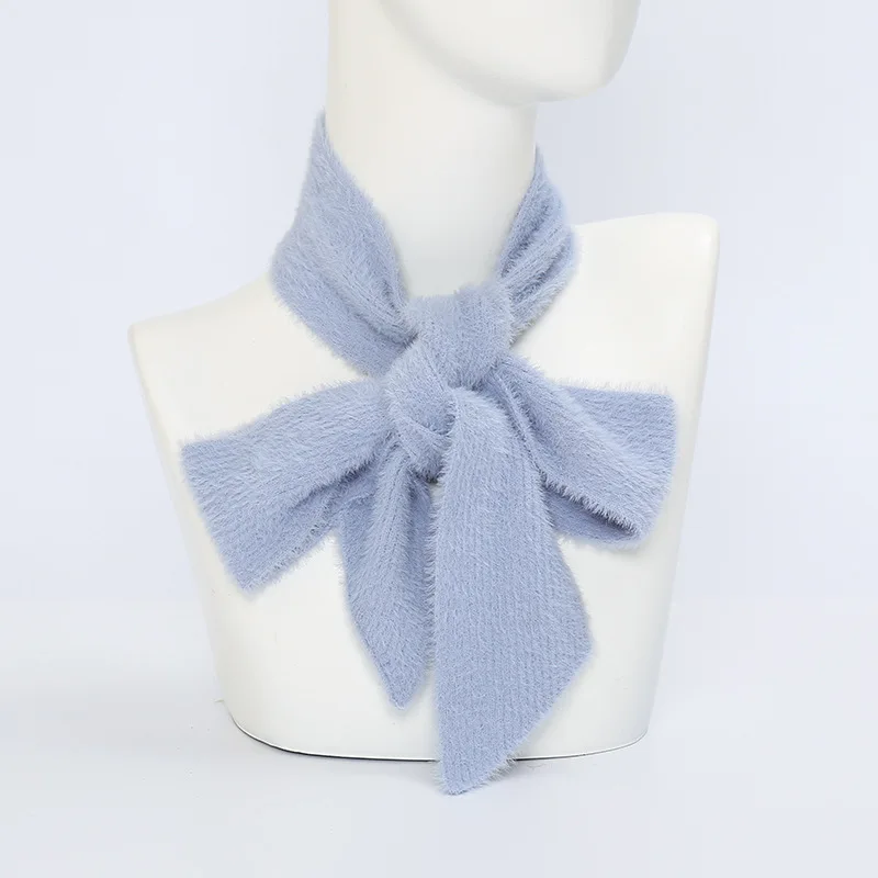 Вязаный шарф из искусственной норки и шерсти Корейская версия Однотонный