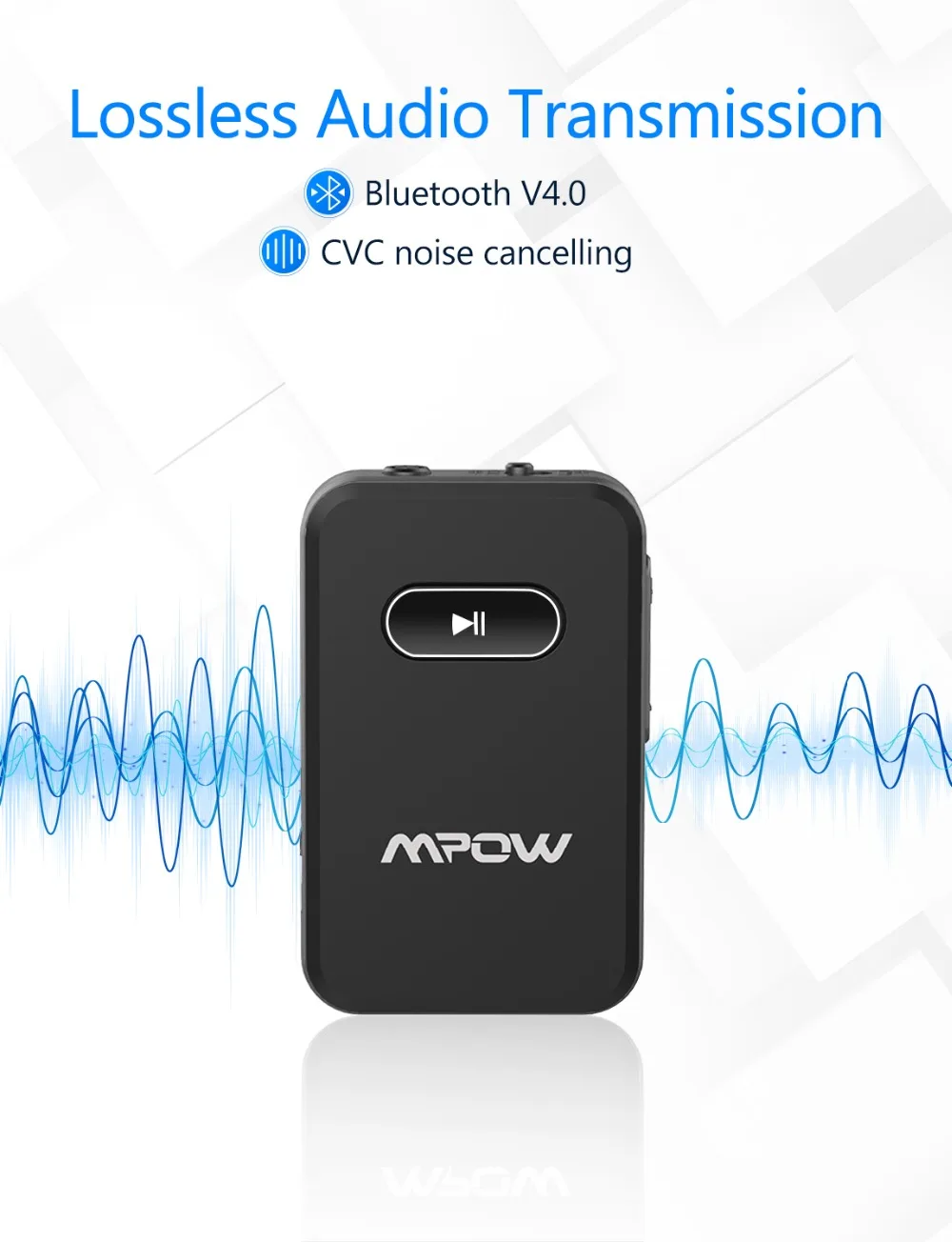 Mpow BH182 Bluetooth 4,0 приемник адаптер Поддержка TF карты макс 32 г 8 часов в режиме ожидания с микрофоном для автомобиля стерео системы динамик наушники