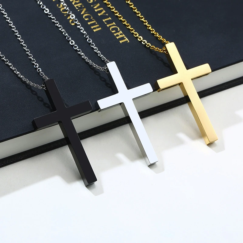 Базовое женское ожерелье из нержавеющей стали разные цвета крестообразное