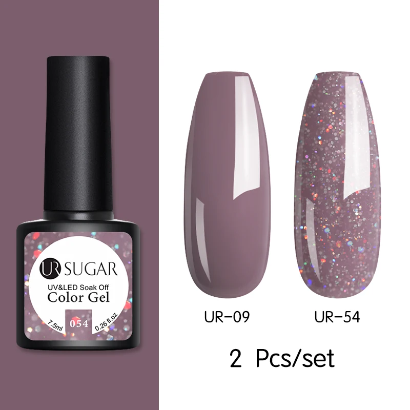 Ur Sugar 7,5 мл розовое золото блестящий Гель-лак для ногтей розовый Цвет гель-блестки для ногтей искусство замочить от УФ-гель-лака УФ светодиодный - Цвет: Set 12