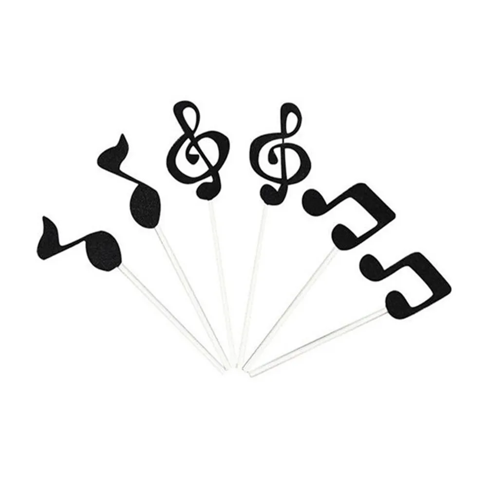

6Pcs/Set Music Notes Cake Topper Cupcake Toppers DIY Kids Birthday Cake Flags Cake Decorating Tools for Baby Shower Girl Favors