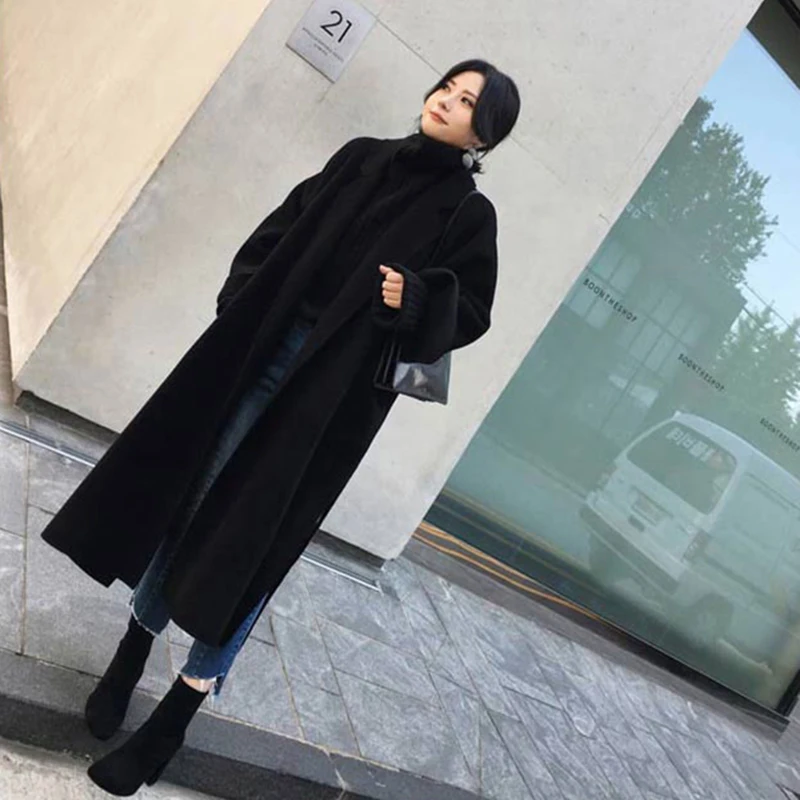 Модное повседневное шерстяное пальто для женщин длинная куртка новинка 2020 Осень