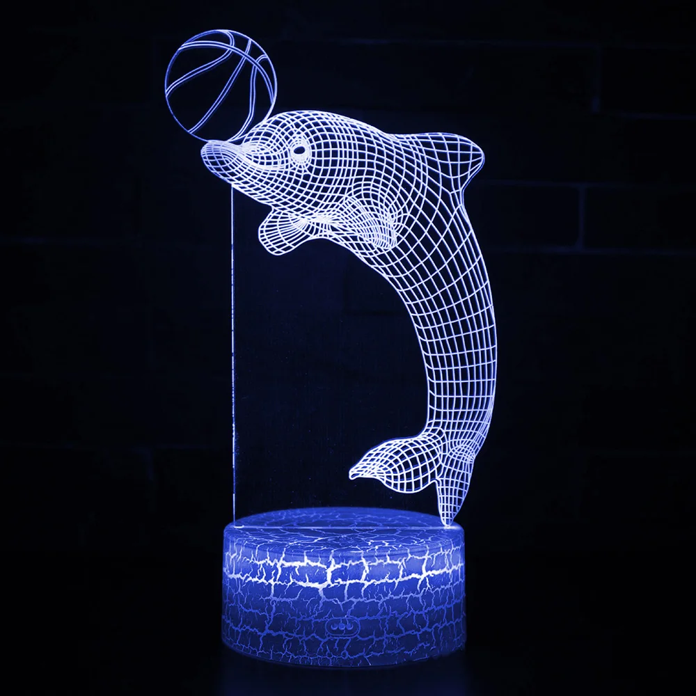 СВЕТОДИОДНЫЙ 3D ночник с дистанционным/сенсорным управлением, модный светодиодный светильник с рисунком дельфина, светодиодный настольный светильник для детей, рождественский подарок, украшение для дома, D30