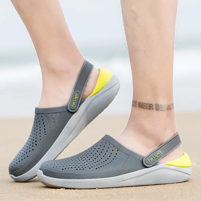 Сандалии QGK мужские резиновые босоножки с вырезами обувь для сада и пляжа унисекс