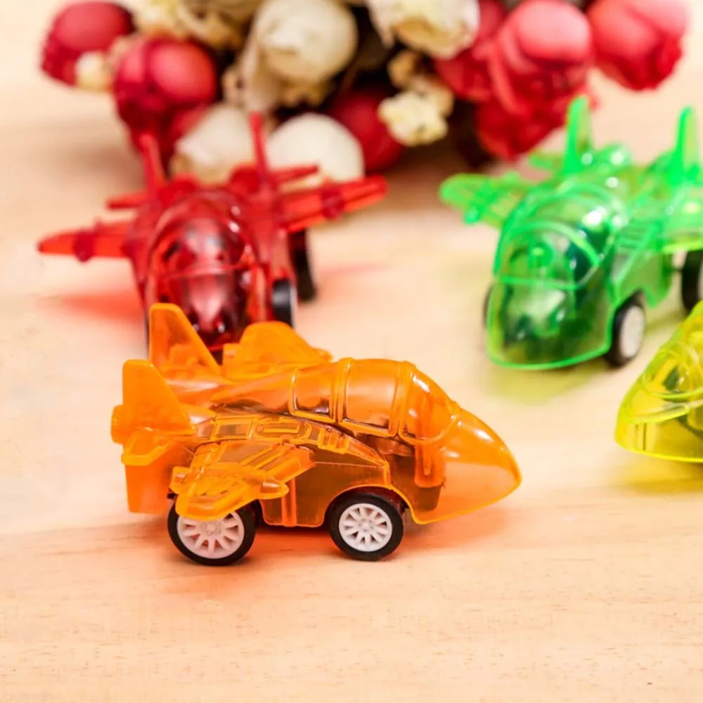 

5pcs Cartoon Aircraft Toys Transparent Inertia Inertia Plane for Children Kids (Mixed Styles and Colors)