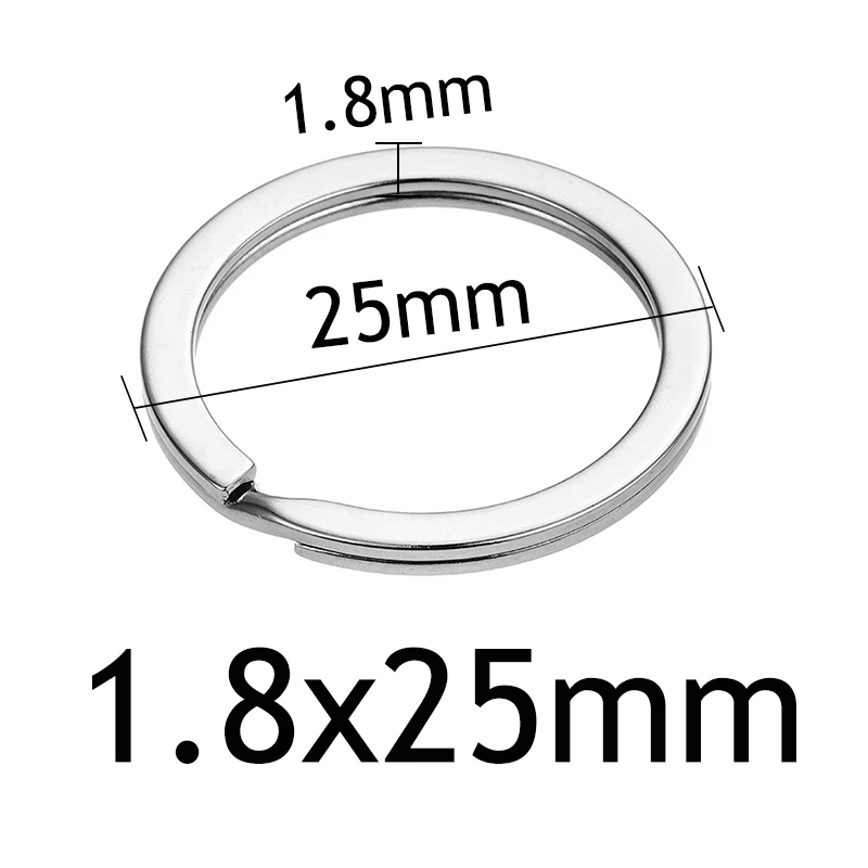 Flat 1.8x25mm 10 шт./лот Нержавеющая сталь Отверстие Ключ Брелок для ключей 20/23/25/28/30/33/35 мм Для женщин Сталь круглый Разделение милый брелок подарки для Для мужчин - Цвет: Flat 1.8x25mm