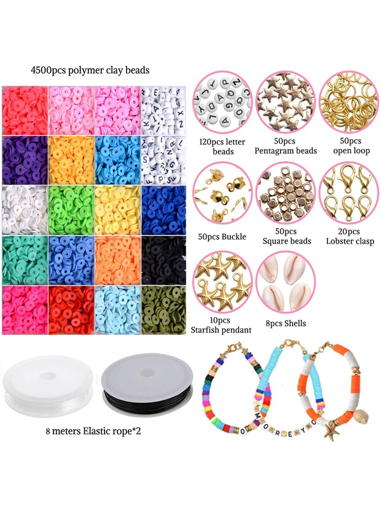 

4500pc 6mm Flake Shell Soft Pottery Bead Boxed Colorful Disc Bohemian Bracelet Necklace Beads ​Jewelry Making Accessories