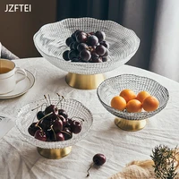 modern decoration fruit dish glass fruit plate metal floor snack dessert flat living room home decor accessories dinner plates