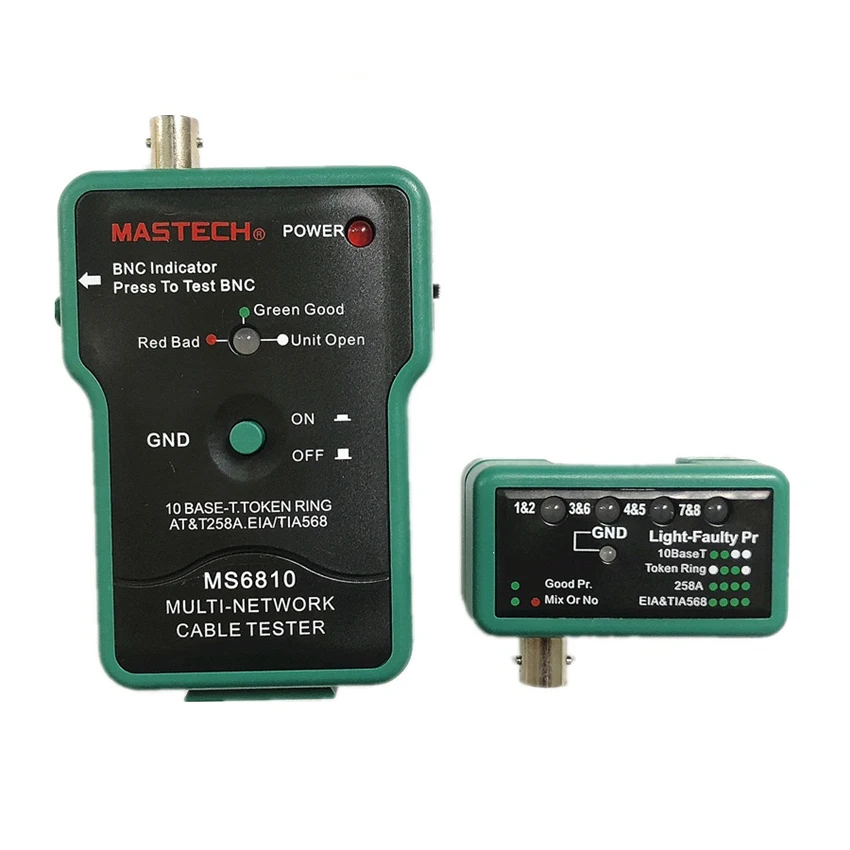 Портативный профессиональный многосетевой Кабельный тестер MASTECH MS6810 RJ45 BNC тесты