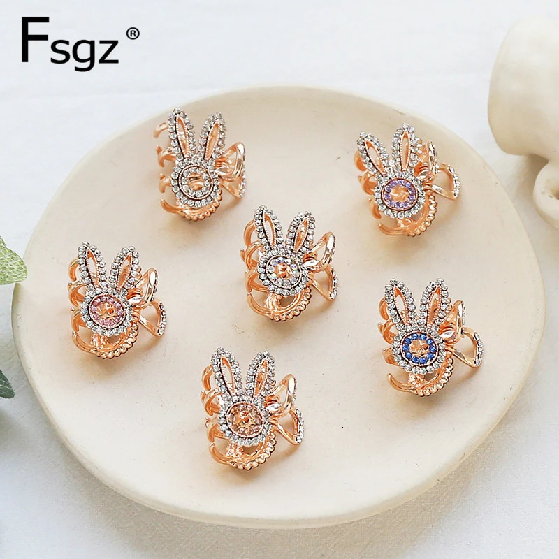 Новинка заколки для волос с кристаллами женщин сплав золота стразы кроличий тип