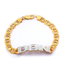 custom name bracelet personalized steel gold nameplate flat chain do not fade bracelet for menwomen anniversary gift