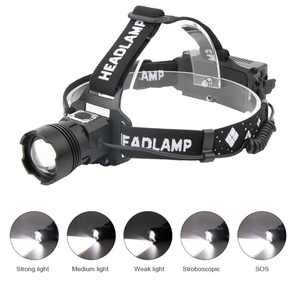 

XHP99 LED Headlamp 18650 Rechargeable Headlight Zoomable Sensor Head Torch Outdoor Night Fishing Hiking Waterproof Flashlight