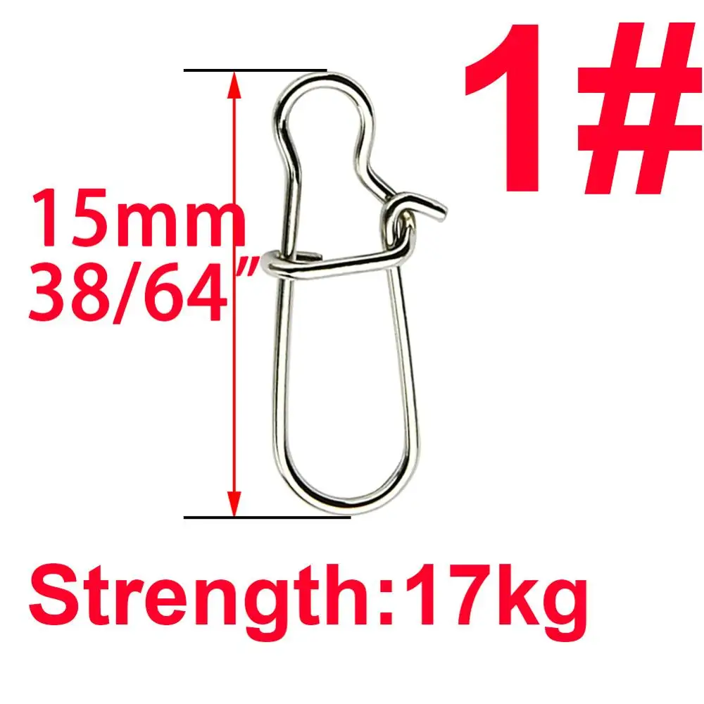 size 1 Simpleyi 100 шт. крюк из нержавеющей стали быстрый зажим замок оснастки вращающиеся твердые кольца безопасности защелки рыболовный крючок Соединитель Инструмент - Цвет: size 1