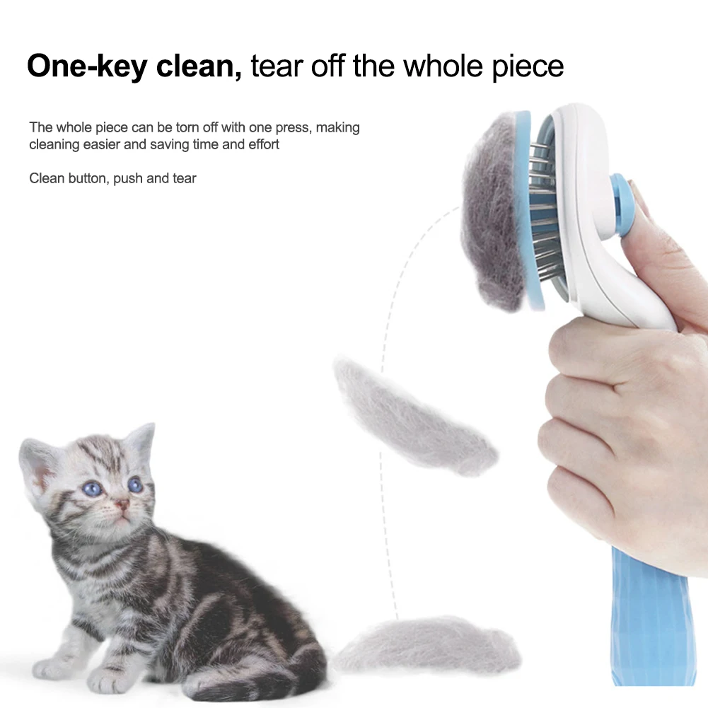 

Stainless Steel Needle Automatic Cleaning Pet Brush One Key Hair Removal Dog Brush Cat Pet Hair Trimmer