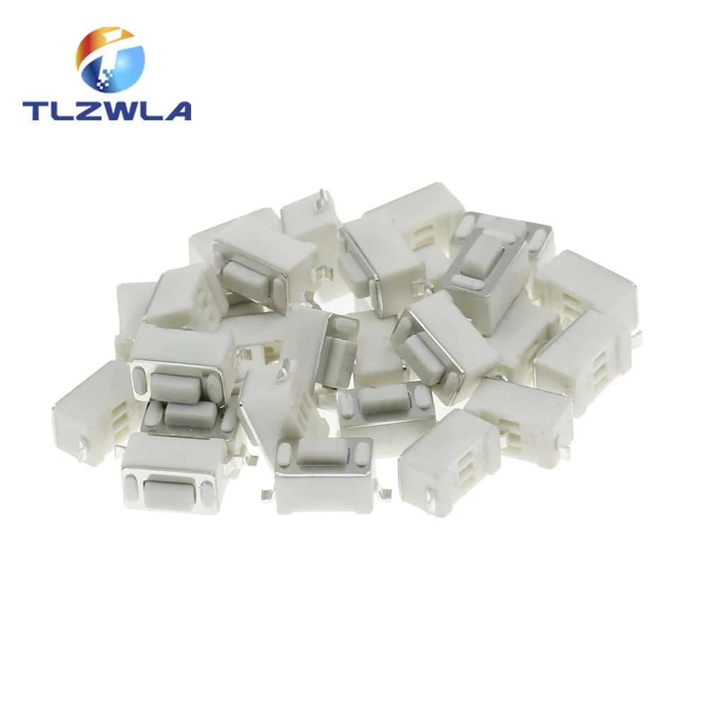 

100PCS/LOT 3*6*4.3 mm 2pin SMD DC12V 50mA Tact Switch Push Button Touch Micro Switch 3x6x4.3mm White Button