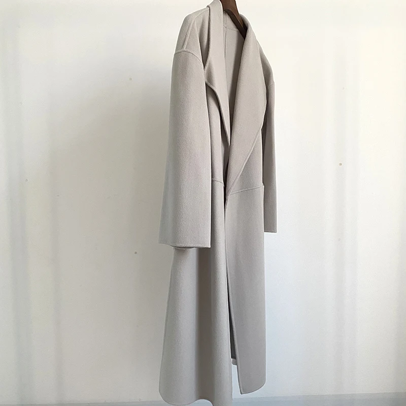 Новое Женское шерстяное длинное пальто зимняя теплая куртка средней длины с