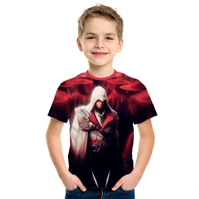 Assassin's Creed/детская одежда для активного отдыха с 3d принтом, приталенная рубашка для мальчиков и девочек, Детская футболка с короткими рукавами, 3D - Цвет: NT-877