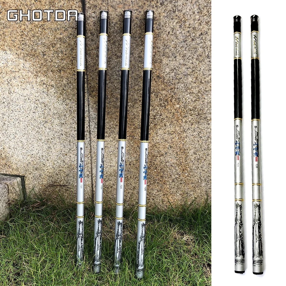 

GHOTDA Hard Action Fishing Rod Power Carbon Fiber Stream Lake Freshwater Fishing Rod Tackles 3.6-4.5-5.4-6.3-7.2m Carp Rod