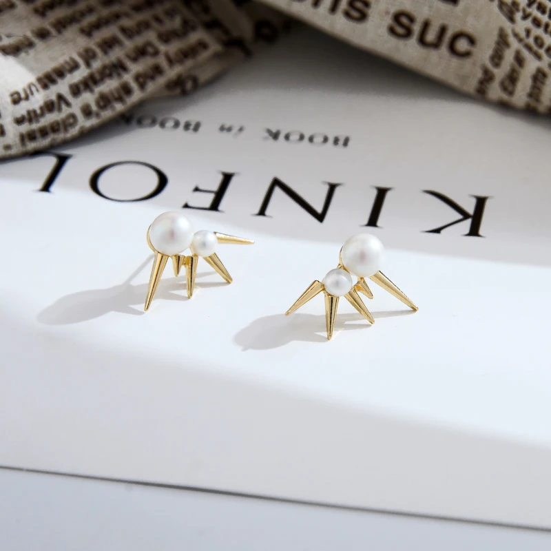 

Joolim Gold & Black Color Stylish Rivet Stud Earring Pearl Earring for Women