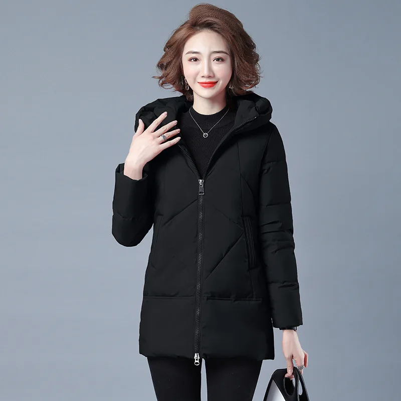 Women Winter Elegant Jacket Thick Warm Parkas New Ladies Hooded Cotton Padded Coat Female Stylish Outerwear Brand Women Clothing