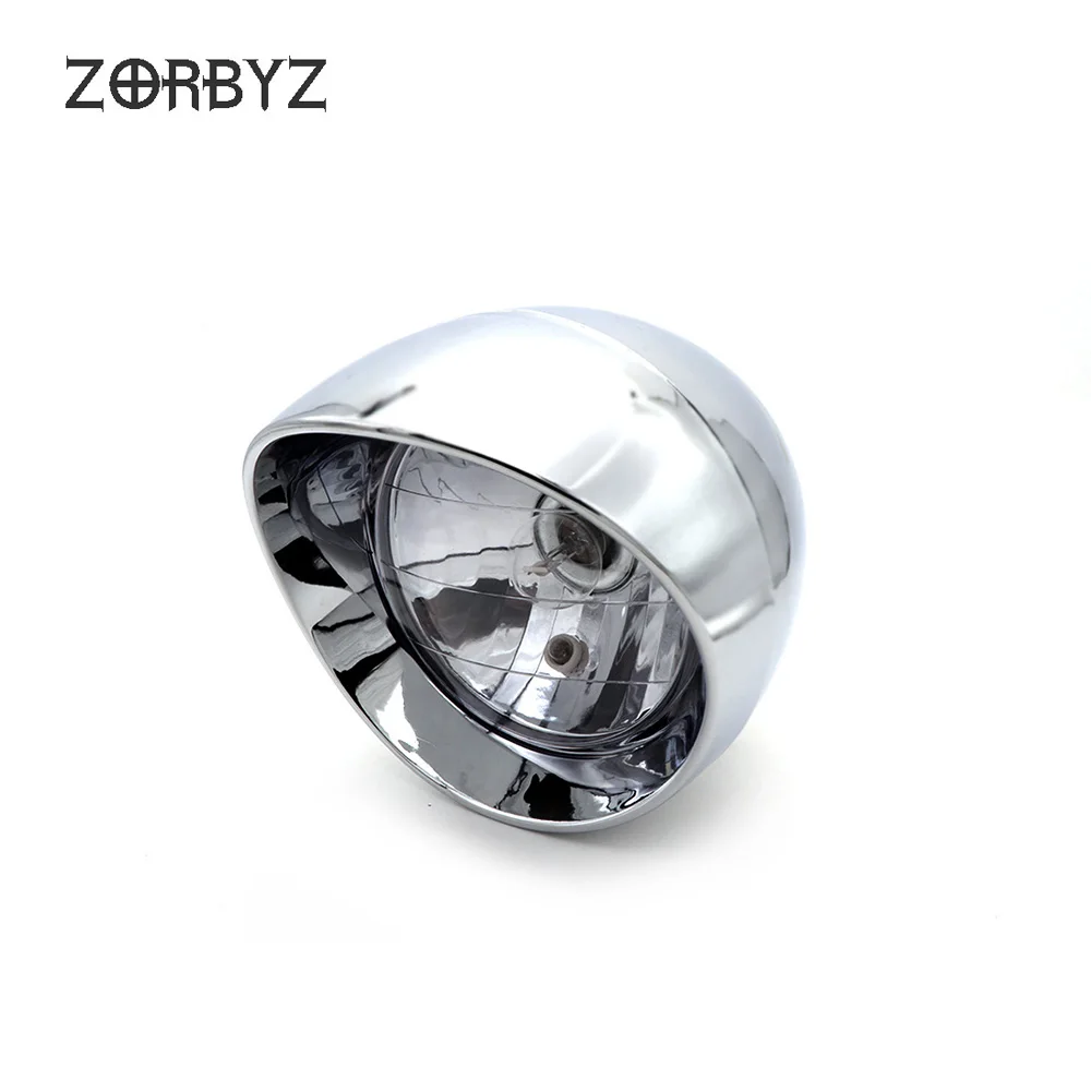 ZORBYZ мотоцикл 6," Хром ABS Пуля Передний светильник головной светильник подходит для Harley cruise Honda Steed Shadow