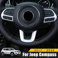 abs chrome carbon fiber steering wheel cover trim stickers for jeep compass 2017 2018 2019 2020 interior accessories