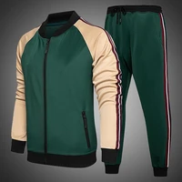 men sets sports suit fashion spell color brand man tracksuit solid color jogging casual spring autumn mens sportswear