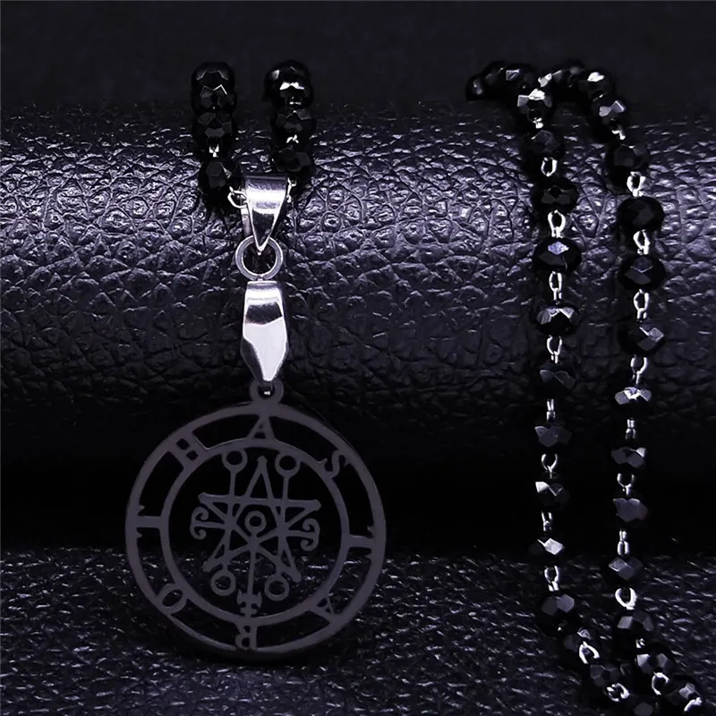 Фото Astaroth, Sigil Goetia, Хрустальная бусина, ожерелье из нержавеющей стали, сатана, Sigil, satanic, патч-булавка, ювелирные изделия N3545S02 №5