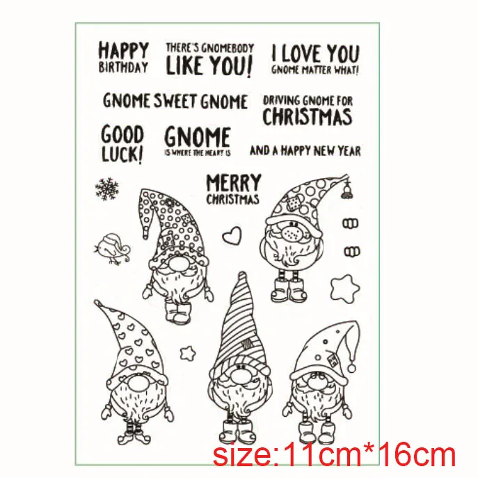 Счастливого Рождества Санта Гном Сова чистый штамп с штампом Скрапбукинг Бумага