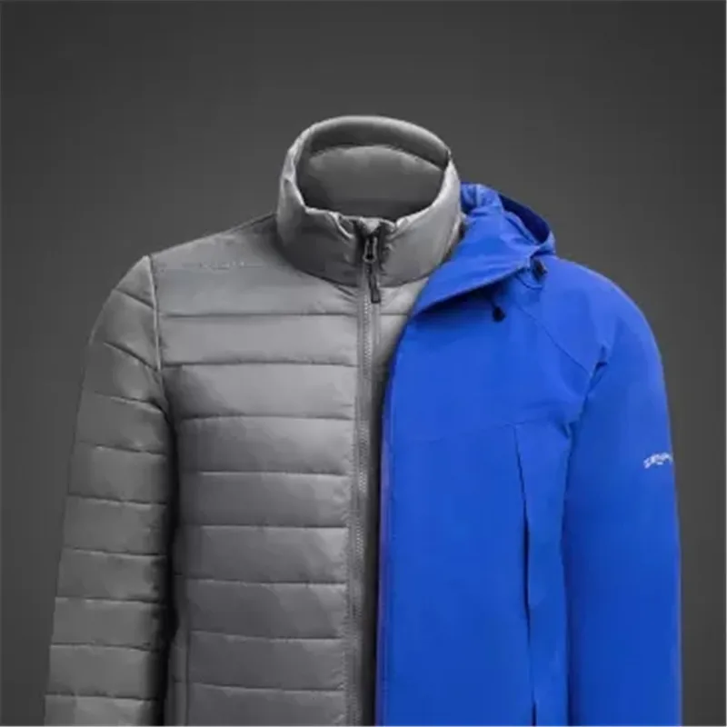 Zenph высокое качество зимние пальто событие PrimaLoft водонепроницаемый дышащий три в одном куртка мужская плюс бархат Теплый с капюшоном пальто
