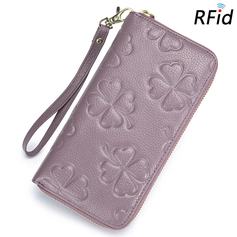Женский кошелек для мобильного телефона Rfid длинный кожаный на молнии новый