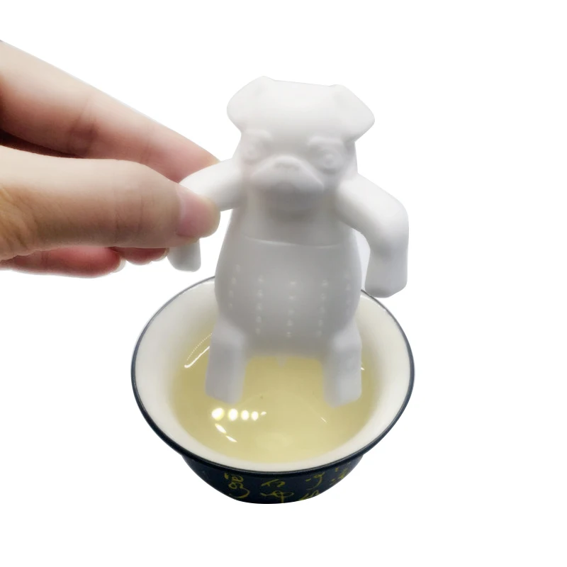 Cute Silicone Pug Dog Tea Infuser Tea Filter Diffuser Reusable Tea Strainer Spice Loose Tea Leaf Herbal Tool Teapot Kitchen Tool