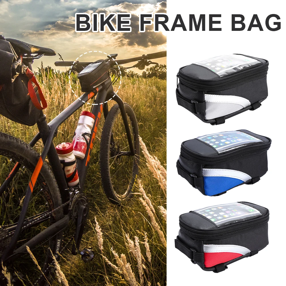 

Bicycle Top Tube Bag Waterproof Bike Front Beam Bag Large Capacity Phone Bag for Mountain Road Bike