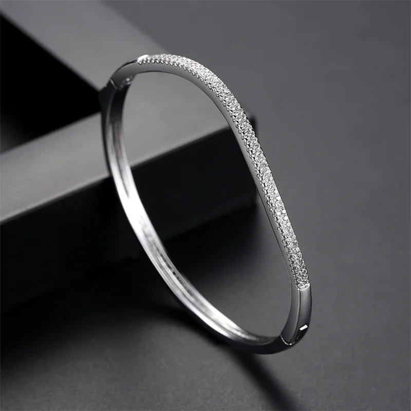 

Donia Jewelry Fashion wave pattern bracelet copper micro-inlaid AAA zircon simple single row zircon ladies bracelet gift jewelry