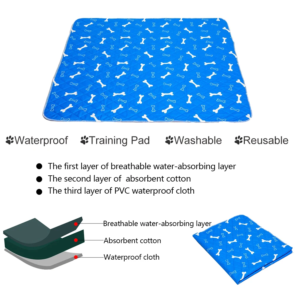 Водонепроницаемый трехслойный матрас для собак ПВХ подгузник с милым рисунком