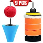 Автомобильные буферы и полировальные подушечки, набор для дрели, 3 дюйма, 80 мм, пенная губка, буффинг, мяч для автомобильных колес, ступица для шлифовки, полировка воском