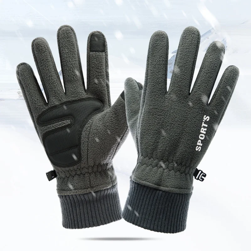 

Polar Fleece Thicken Winter Gloves Men Anti Slip Full Finger Touchscreen Gloves Warm Outdoor Windproof Snow Ski Cycling Gloves