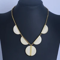 european and american leopard print resin white shell stitching round multi drop metal long fashion necklace