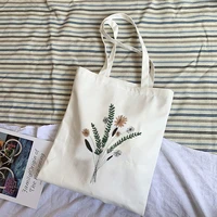shopping tote canvas bag handbag flowers messenger eco shopper bags shoulder bags female vintage punk casual student book bag