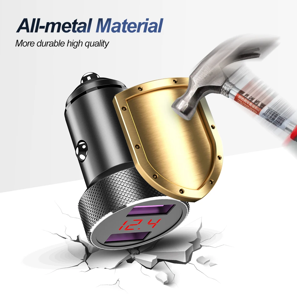 Металлическое автомобильное зарядное устройство для телефона 36 Вт PD 4 0 двойной QC